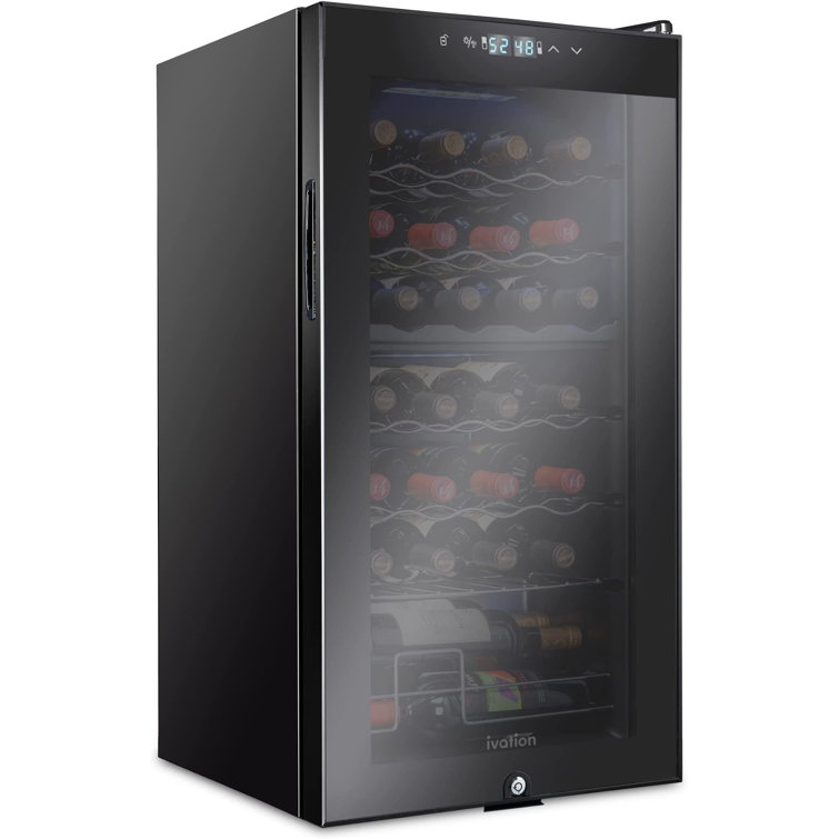 Ivation 16.9'' width 28 Bottle Dual Zone Freestanding Wine Refrigerator